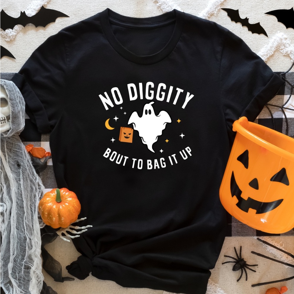 No Diggity Halloween Ghost T-Shirt in Black
